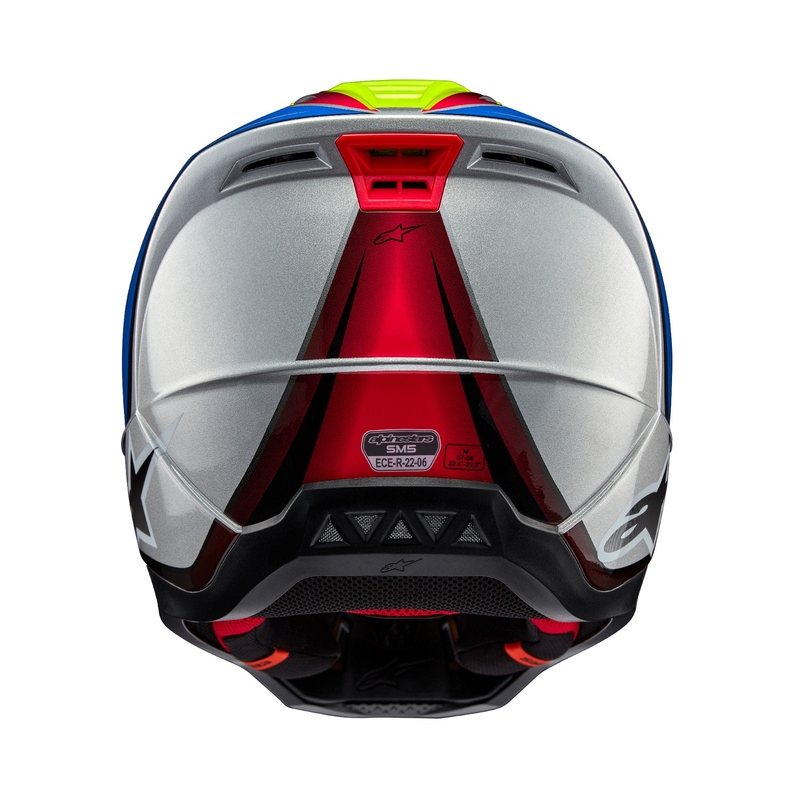 Motocross-Helm Alpinestars S-M5 Sail fluo gelb-blau-silber