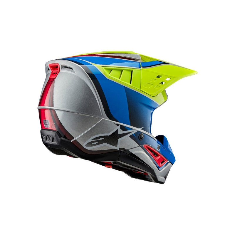 Motocross-Helm Alpinestars S-M5 Sail fluo gelb-blau-silber