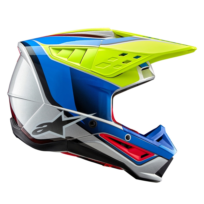 Motocross-Helm Alpinestars S-M5 Sail fluo gelb-blau-silber