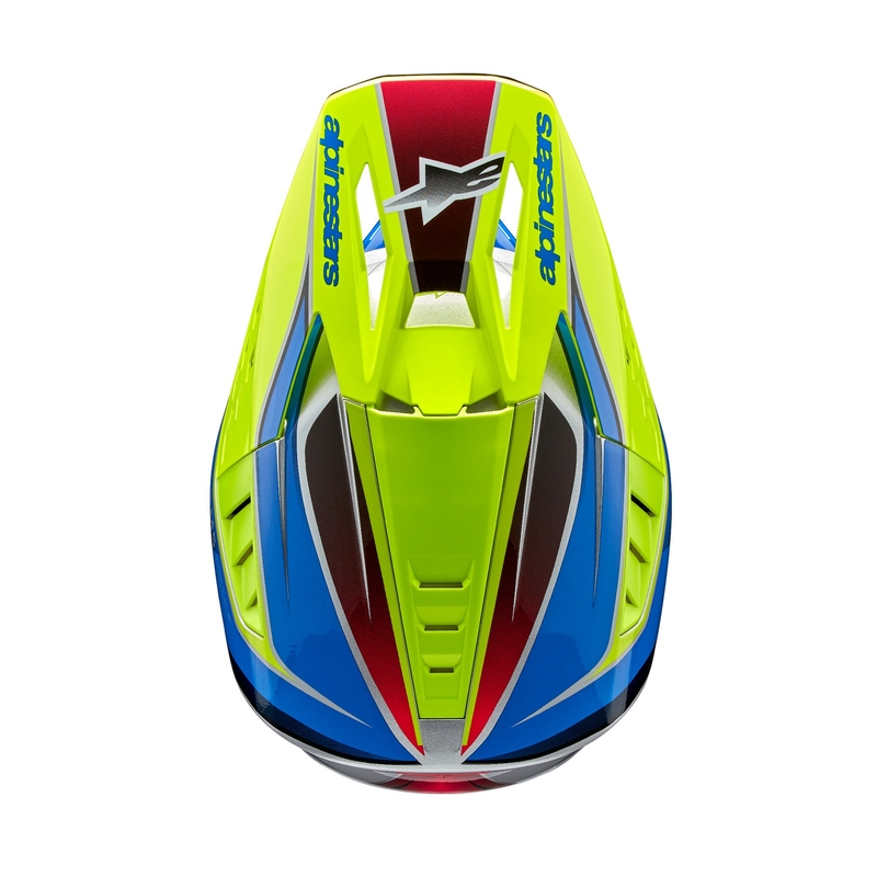 Motocross-Helm Alpinestars S-M5 Sail fluo gelb-blau-silber