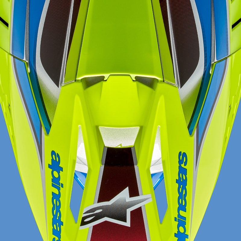 Motocross-Helm Alpinestars S-M5 Sail fluo gelb-blau-silber