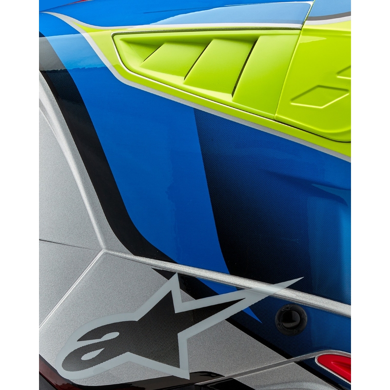 Motocross-Helm Alpinestars S-M5 Sail fluo gelb-blau-silber