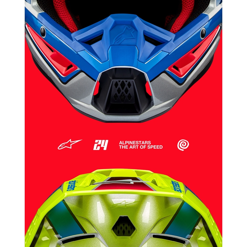 Motocross-Helm Alpinestars S-M5 Sail fluo gelb-blau-silber