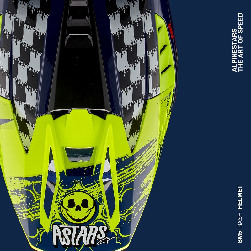 Motocross-Helm Alpinestars S-M5 Rash blau-fluo gelb