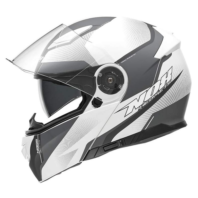 NOX N965 Score weiß-grau-schwarzer Tip-up Motorradhelm Ausverkauf