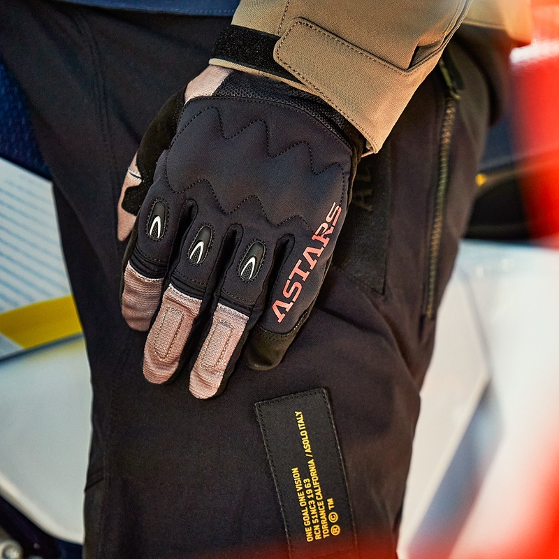 Alpinestars Techdura Motocross-Handschuhe schwarz-braun-fluo-rot