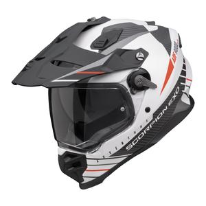 Enduro-Helm Scorpion ADF-9000 Air Feat mattweiß-schwarz-rot