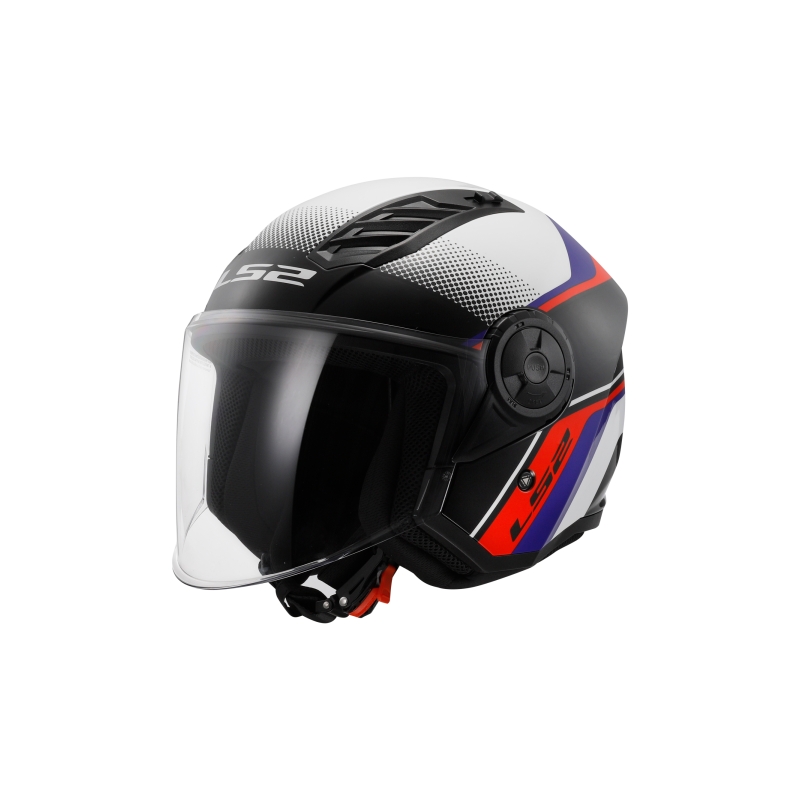 Offener Motorradhelm LS2 OF616 Airflow II Rush weiß-blau-rot