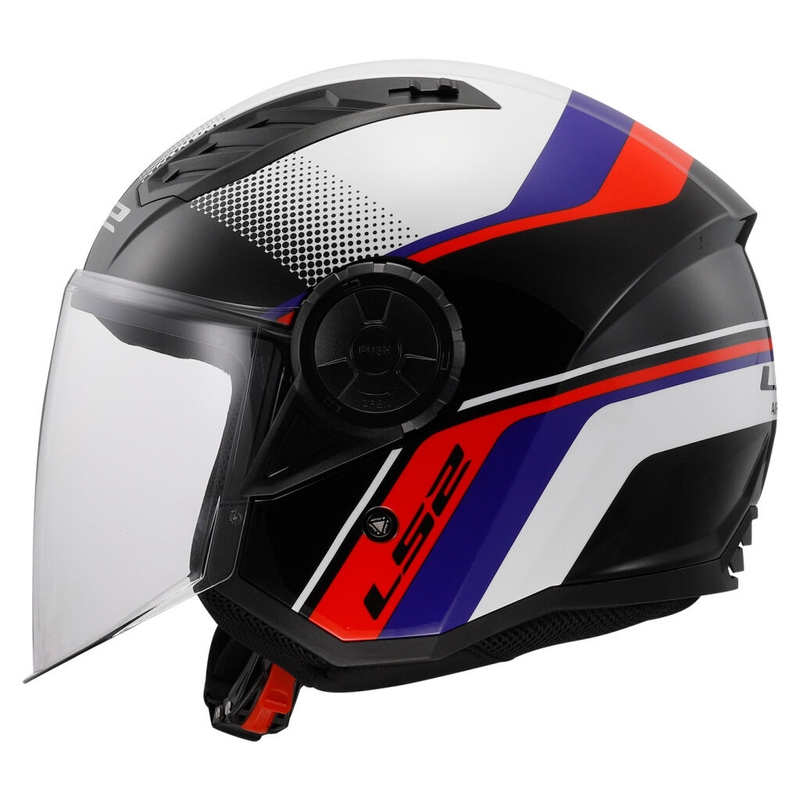 Offener Motorradhelm LS2 OF616 Airflow II Rush weiß-blau-rot
