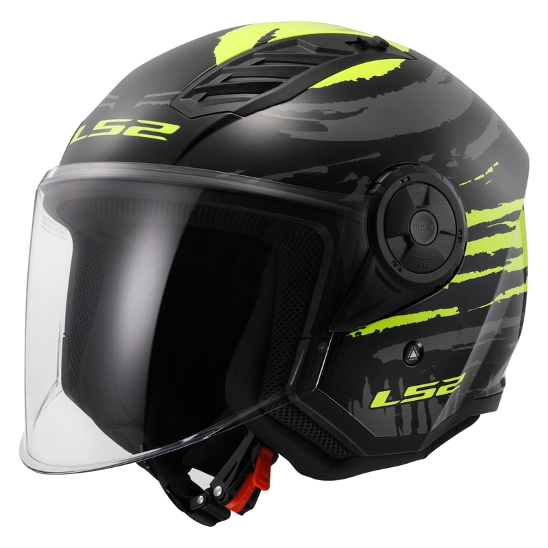Offener Motorradhelm LS2 OF616 Airflow II Brush schwarz-fluo gelb