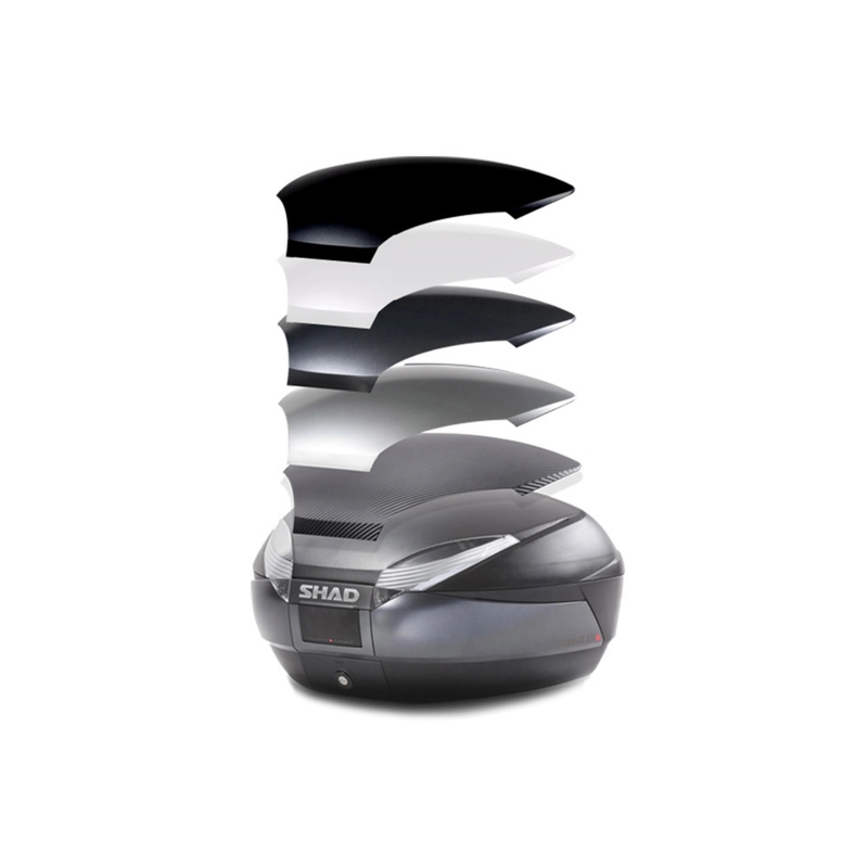 Top case SHAD SH48 grau with backrest, carbon cover and PREMIUM SMART lock