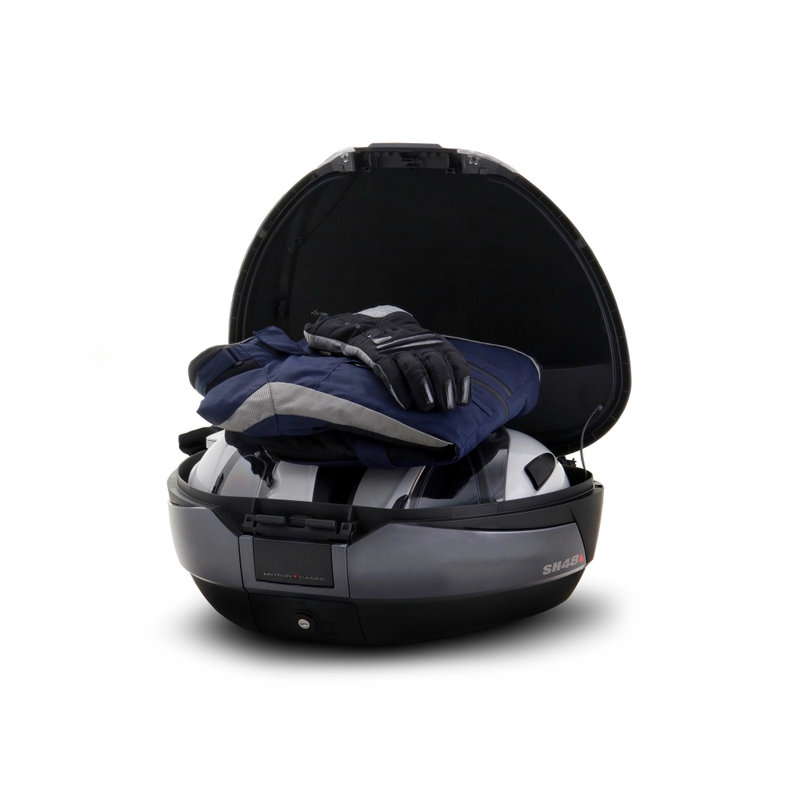 Top case SHAD SH48 grau with backrest, carbon cover and PREMIUM SMART lock