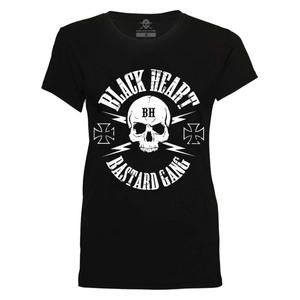 Damen T-Shirt Black Heart Bastard Skull schwarz