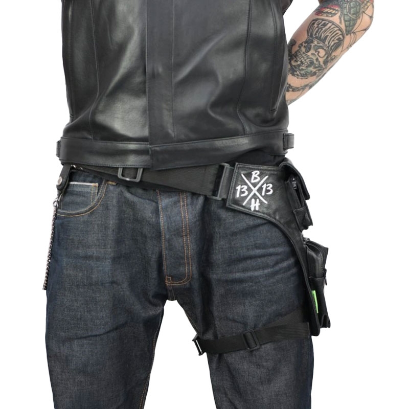 BLACK HEART W-TEC Totenkopf-Oberschenkeltasche schwarz