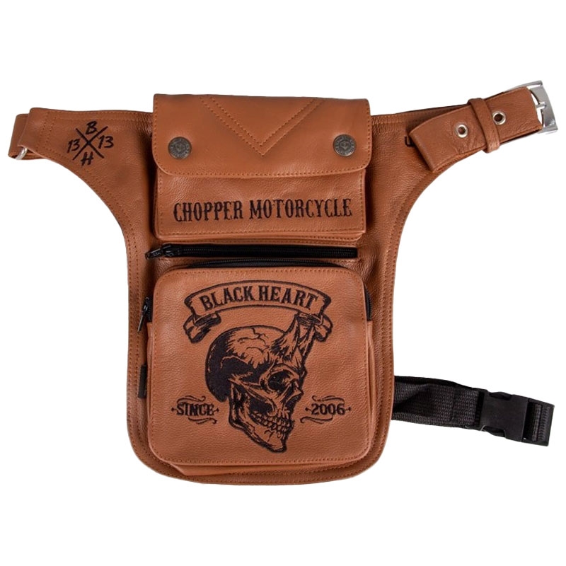 BLACK HEART W-TEC Devil Skull Brown Leder-Oberschenkeltasche