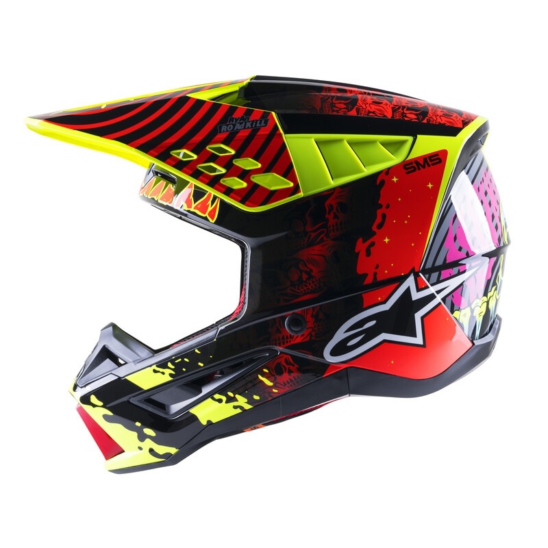 Motocross-Helm Alpinestars S-M5 Solar Flare fluo gelb-fluo rot-schwarz