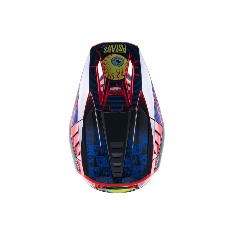 Alpinestars S-M5 Solar Flare Motocross-Helm Schwarz-Blau-Fluo Rot-Fluo Gelb Ausverkauf