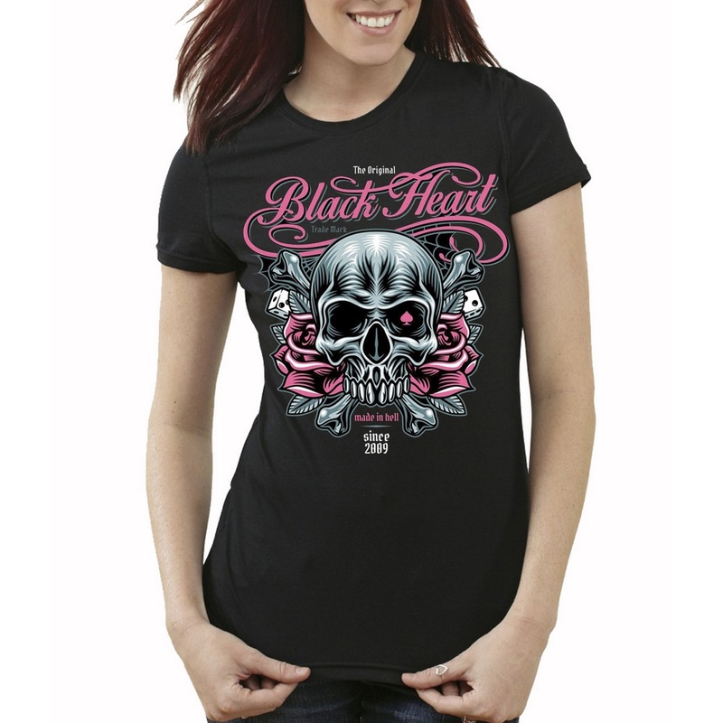 Frauen Schwarz Herz Hollister T-Shirt Ausverkauf