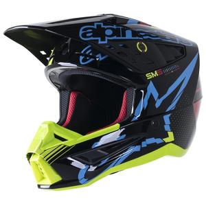 Motocross-Helm Alpinestars S-M5 Action fluo gelb-schwarz-blau-dunkelrot
