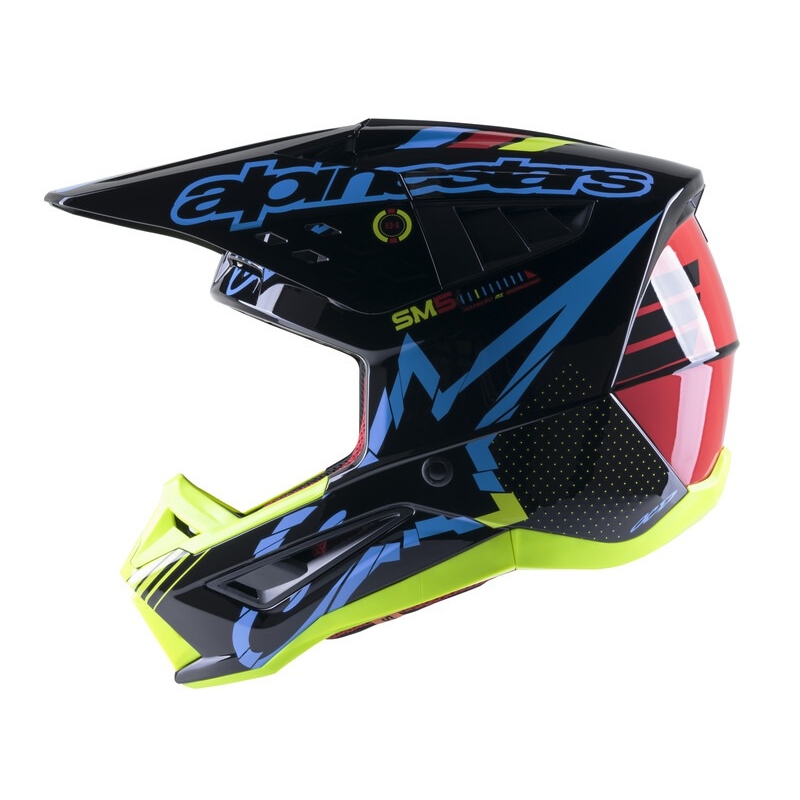 Motocross-Helm Alpinestars S-M5 Action fluo gelb-schwarz-blau-dunkelrot