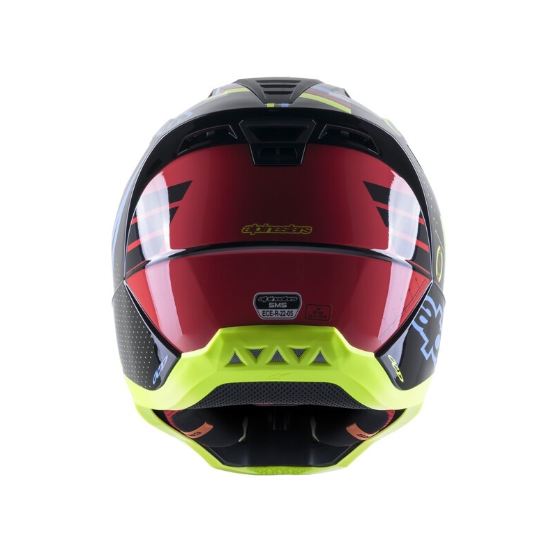 Motocross-Helm Alpinestars S-M5 Action fluo gelb-schwarz-blau-dunkelrot
