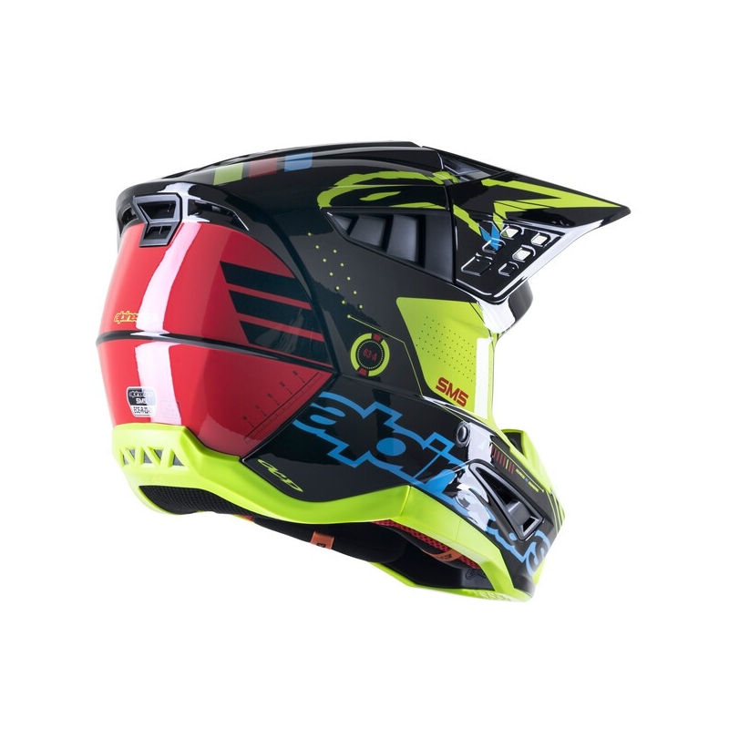 Motocross-Helm Alpinestars S-M5 Action fluo gelb-schwarz-blau-dunkelrot
