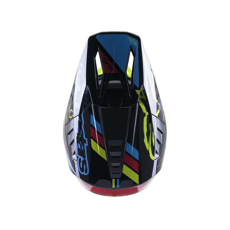 Motocross-Helm Alpinestars S-M5 Action fluo gelb-schwarz-blau-dunkelrot