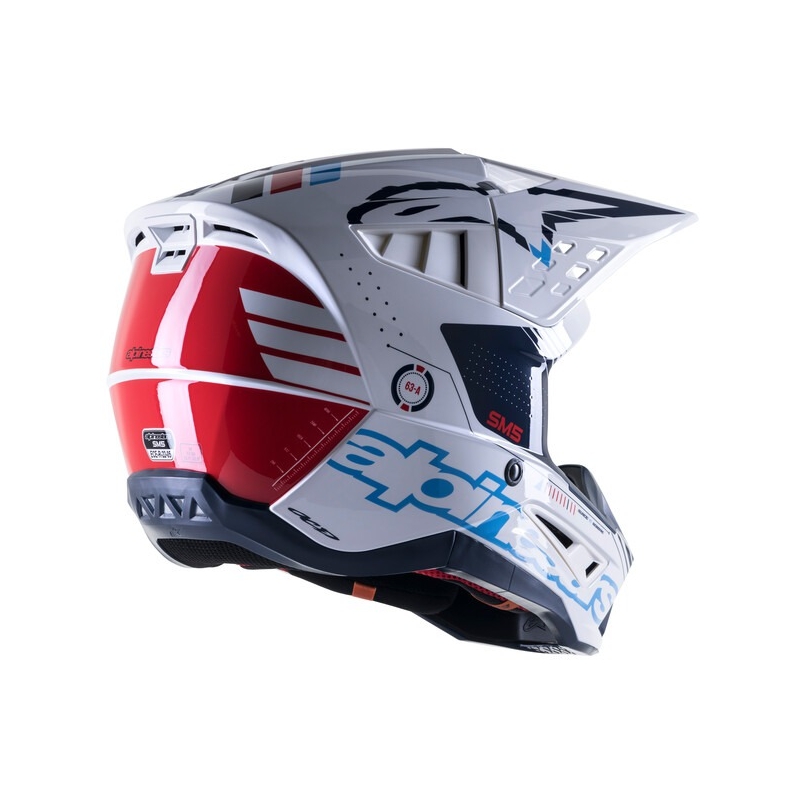 Alpinestars S-M5 Action Motocross-Helm weiß-blau-schwarz-dunkelrot