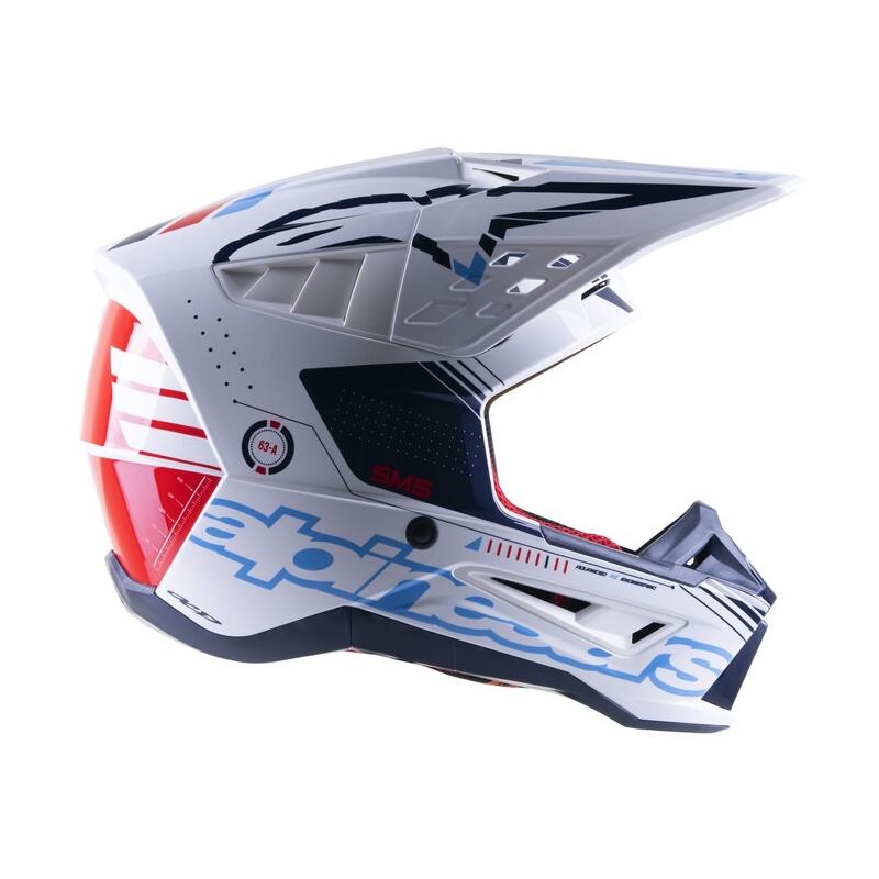 Alpinestars S-M5 Action Motocross-Helm weiß-blau-schwarz-dunkelrot