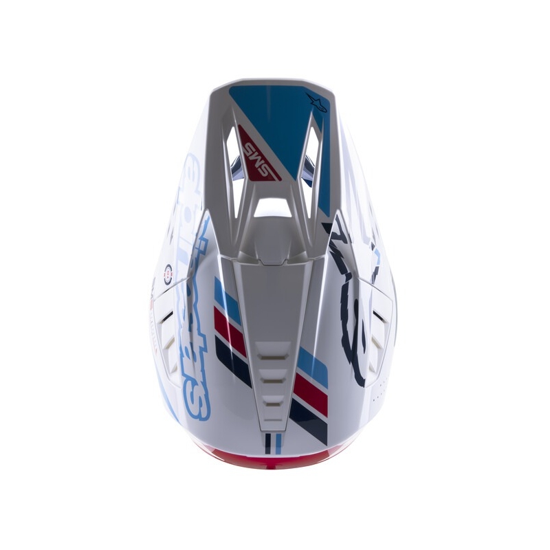 Alpinestars S-M5 Action Motocross-Helm weiß-blau-schwarz-dunkelrot