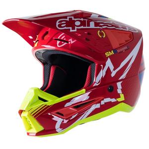 Alpinestars S-M5 Action Motocross-Helm rot-fluo gelb-weiß blau