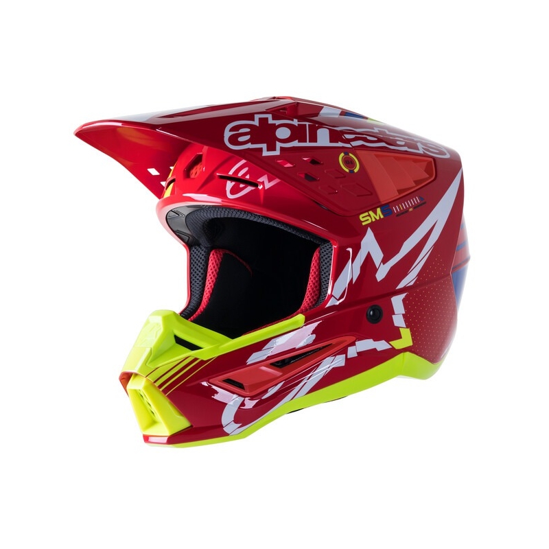 Alpinestars S-M5 Action Motocross-Helm rot-fluo gelb-weiß blau