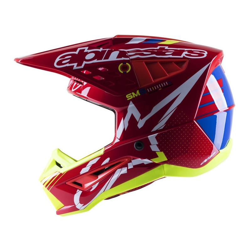 Alpinestars S-M5 Action Motocross-Helm rot-fluo gelb-weiß blau