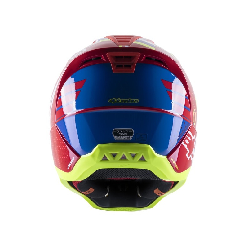 Alpinestars S-M5 Action Motocross-Helm rot-fluo gelb-weiß blau