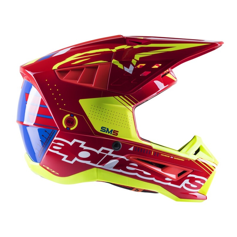 Alpinestars S-M5 Action Motocross-Helm rot-fluo gelb-weiß blau