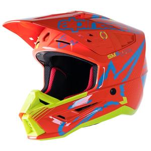 Alpinestars S-M5 Action Motocross-Helm orange-fluo gelb-hellblau