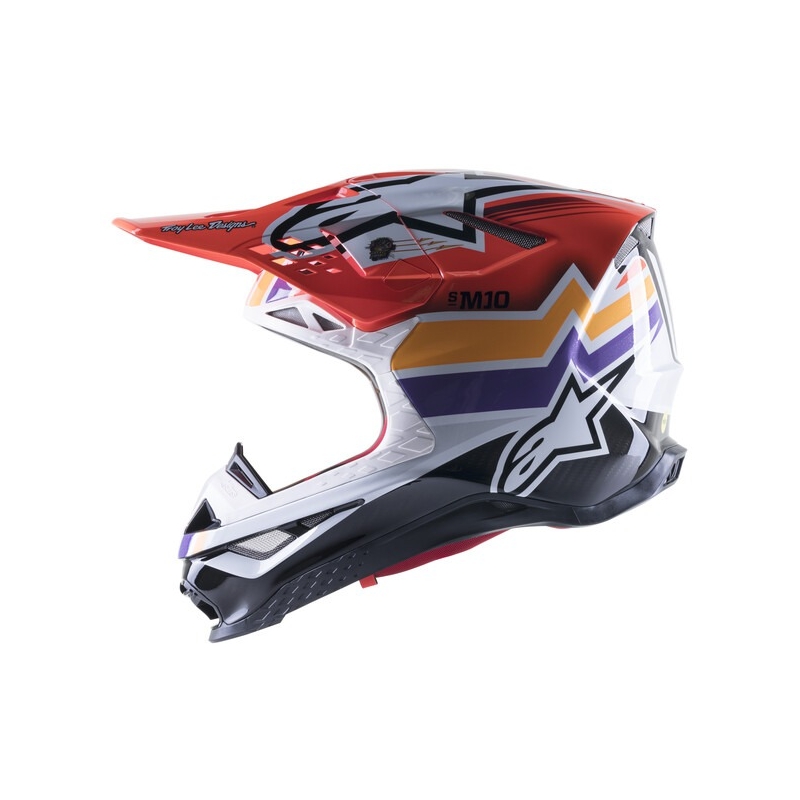 Alpinestars Supertech S-M10 Motocross-Helm Troy Lee Designs Edition Orange-Gelb-Lila-Weiß Schwarz