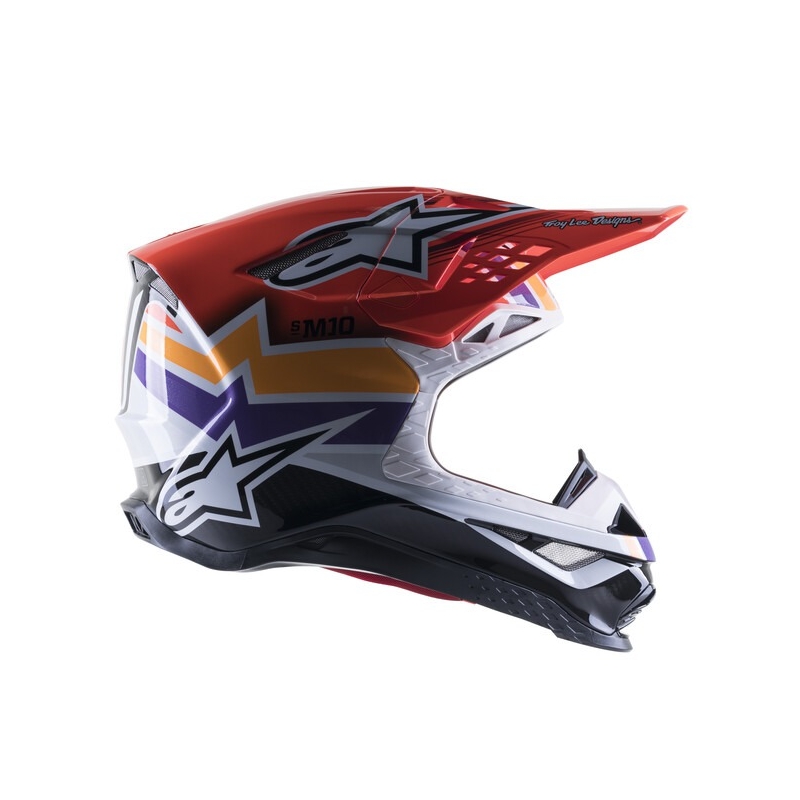 Alpinestars Supertech S-M10 Motocross-Helm Troy Lee Designs Edition Orange-Gelb-Lila-Weiß Schwarz