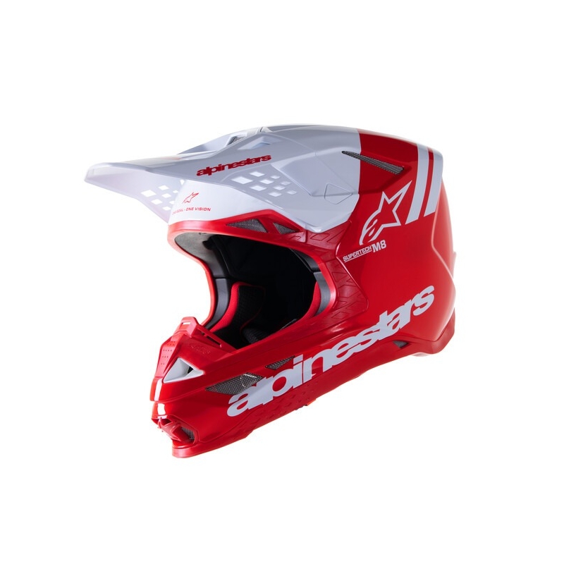 Motocross-Helm Alpinestars Supertech S-M8 Radium 2 rot-weiß