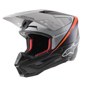 Motocross-Helm Alpinestars S-M5 Rayon schwarz-weiß-fluo orange matt