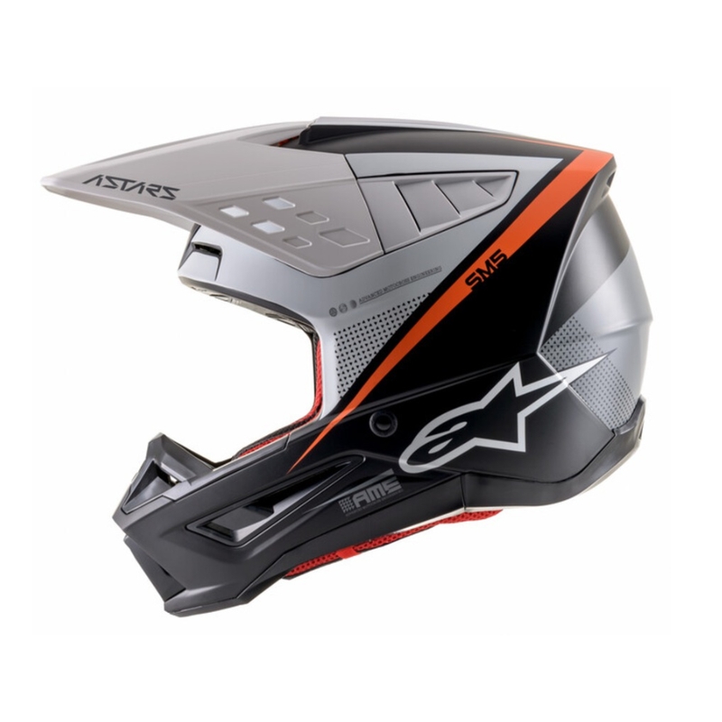 Motocross-Helm Alpinestars S-M5 Rayon schwarz-weiß-fluo orange matt