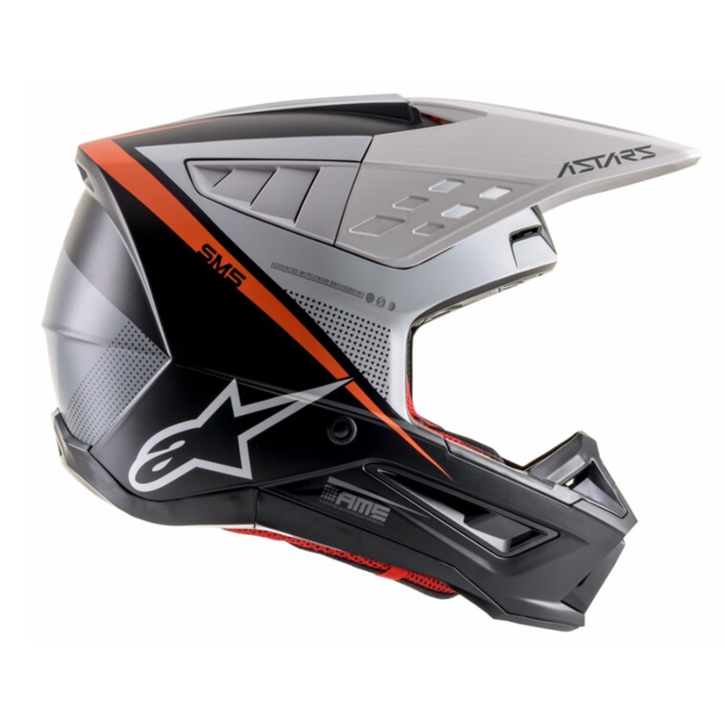 Motocross-Helm Alpinestars S-M5 Rayon schwarz-weiß-fluo orange matt