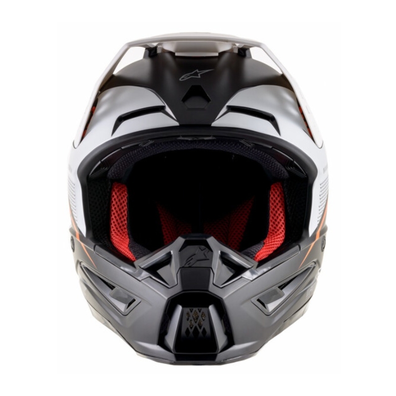 Motocross-Helm Alpinestars S-M5 Rayon schwarz-weiß-fluo orange matt