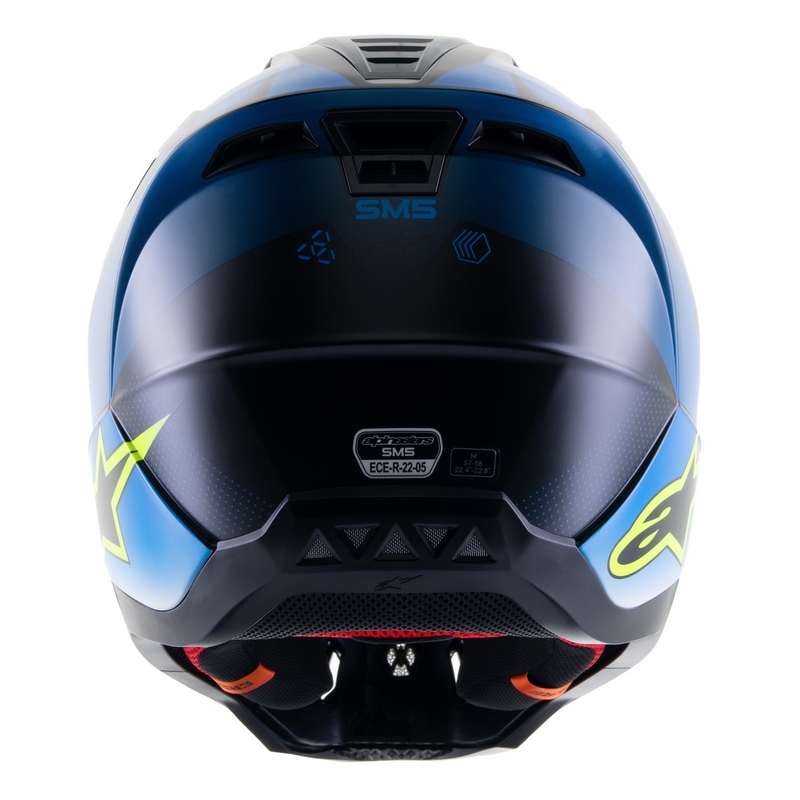 Motocross-Helm Alpinestars S-M5 Rayon blau-fluo gelb-weiß-schwarz matt
