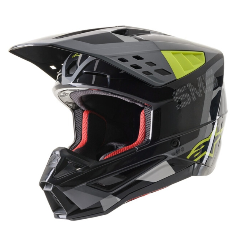Alpinestars S-M5 Rover Motocross-Helm Anthrazit-Fluo-Gelb-Camouflage-Grau