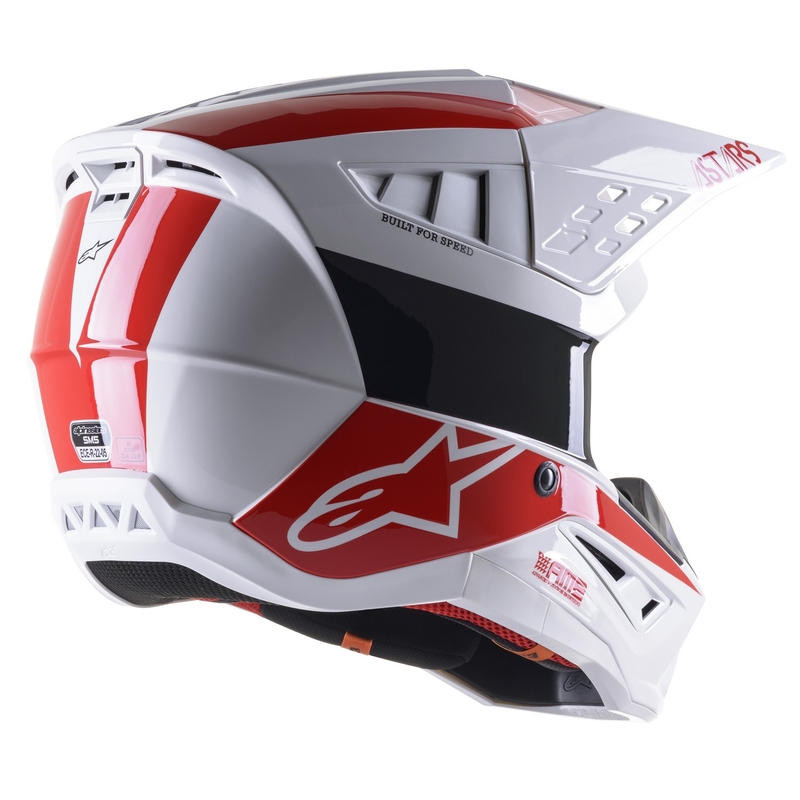 Motocross-Helm Alpinestars S-M5 Bond weiß-rot glänzend