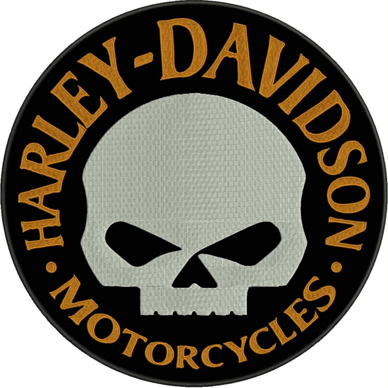 HD Motorcycles schwarz-weiß-gelber Aufnäher