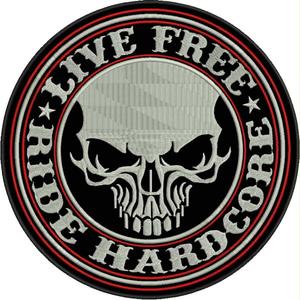 Lebe kostenlos – Ride-Hardcore-Patch mit roten Details