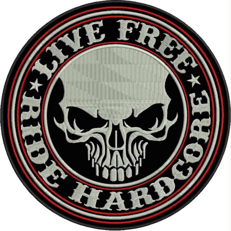 Lebe kostenlos – Ride-Hardcore-Patch mit roten Details