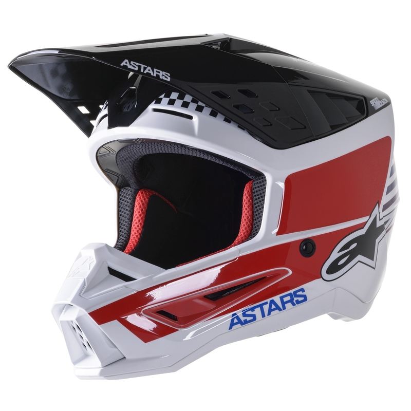 Motocross-Helm Alpinestars S-M5 Speed weiß-dunkelblau-rot glänzend